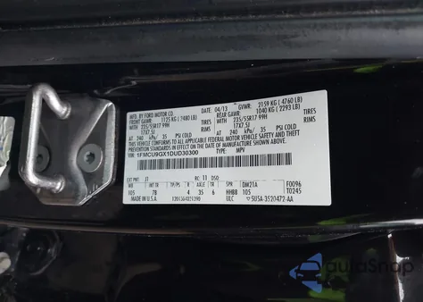 2013 Ford Escape Se z USA, uszkodzony, nr VIN 1FMCU9GX1DUD30300